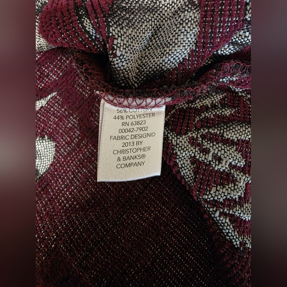 Christopher & Banks Black and Burgundy Floral Sleeveless Blouse - Picture 4 of 6